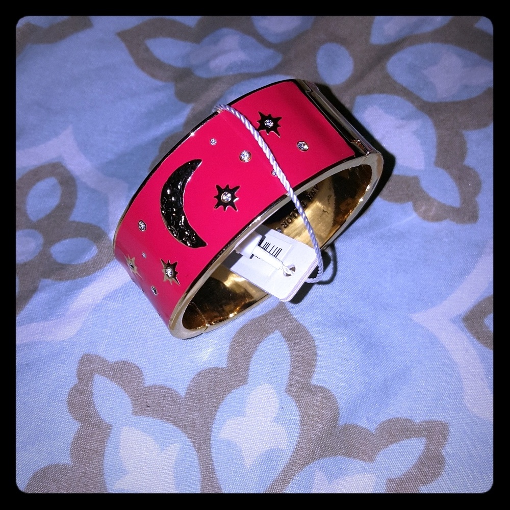 Pink moon and stars enameled bracelet